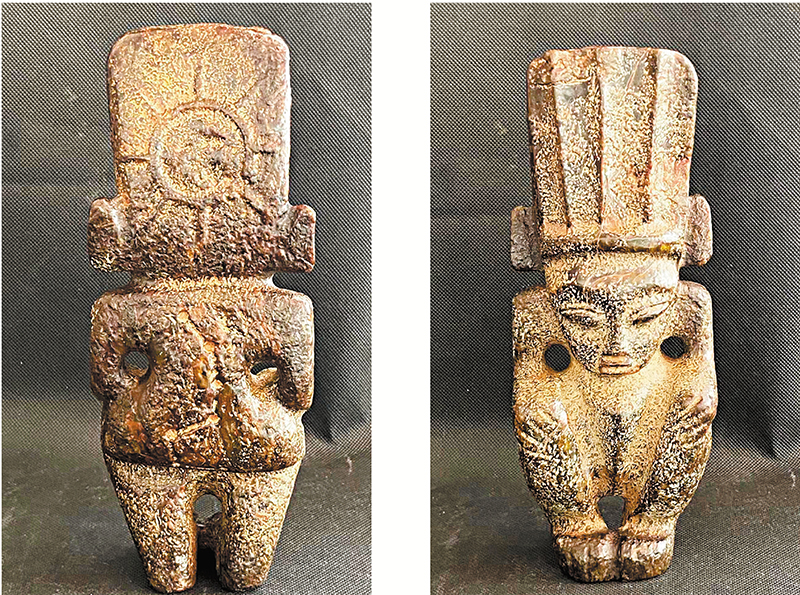 ◆圖六：古玉（石）雕塑正背面