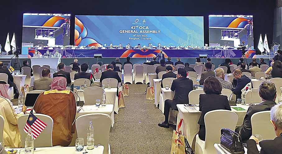 ◆第42屆亞奧理事會全體大會昨日在泰國曼谷舉行。 中新社