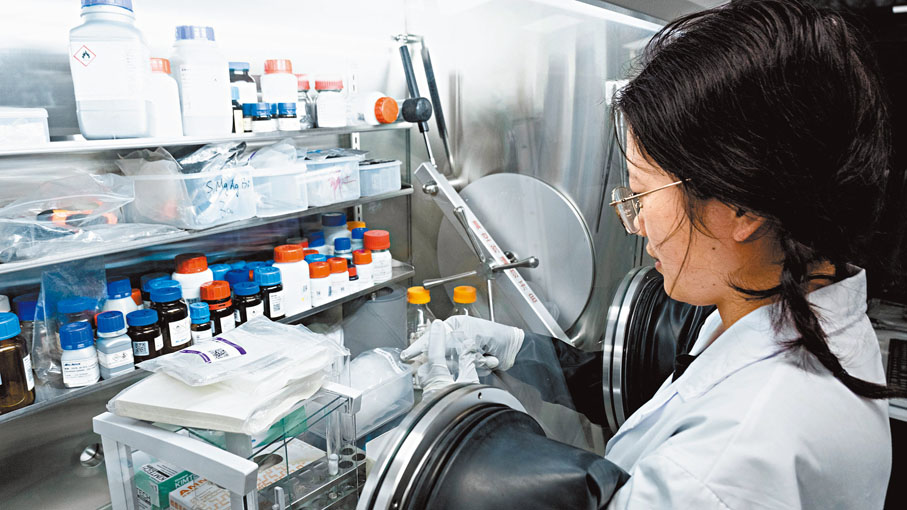 ◆ 王猛教授團隊學生在做實驗。香港文匯報廣州傳真