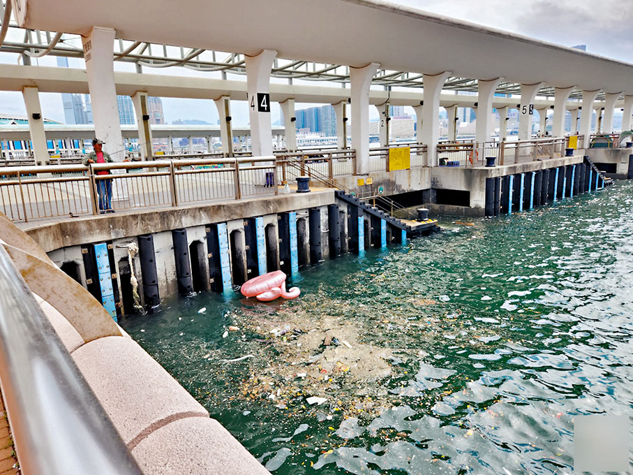 ◆垃圾隨海浪聚集一起，畫面震撼。 讀者供圖