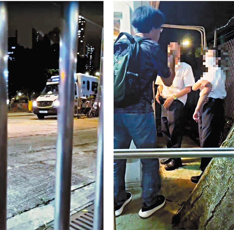 ◆救護車被拒入閘，有居民不滿並與女保安員（圖右）理論。短片截圖