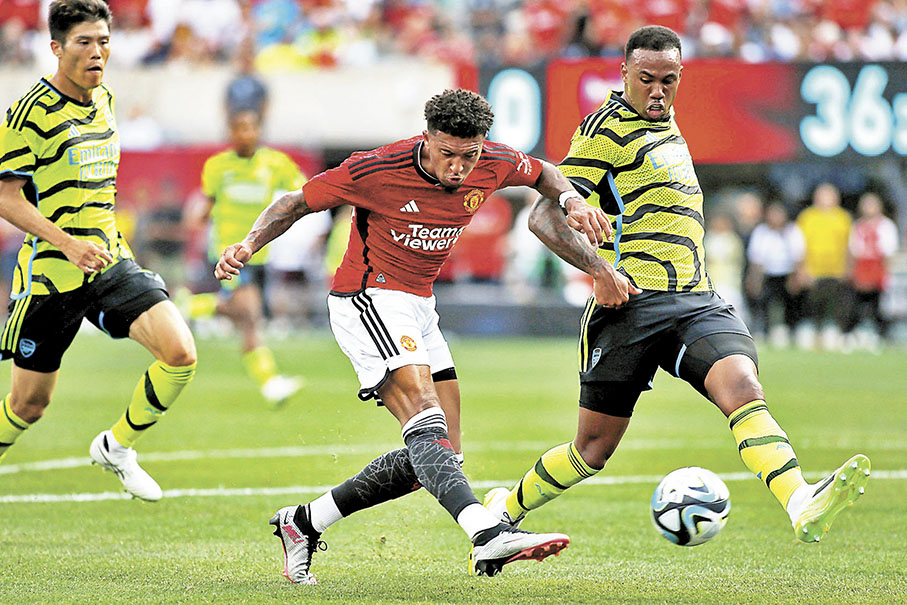 ◆辛祖（中）替曼聯建功。  法新社