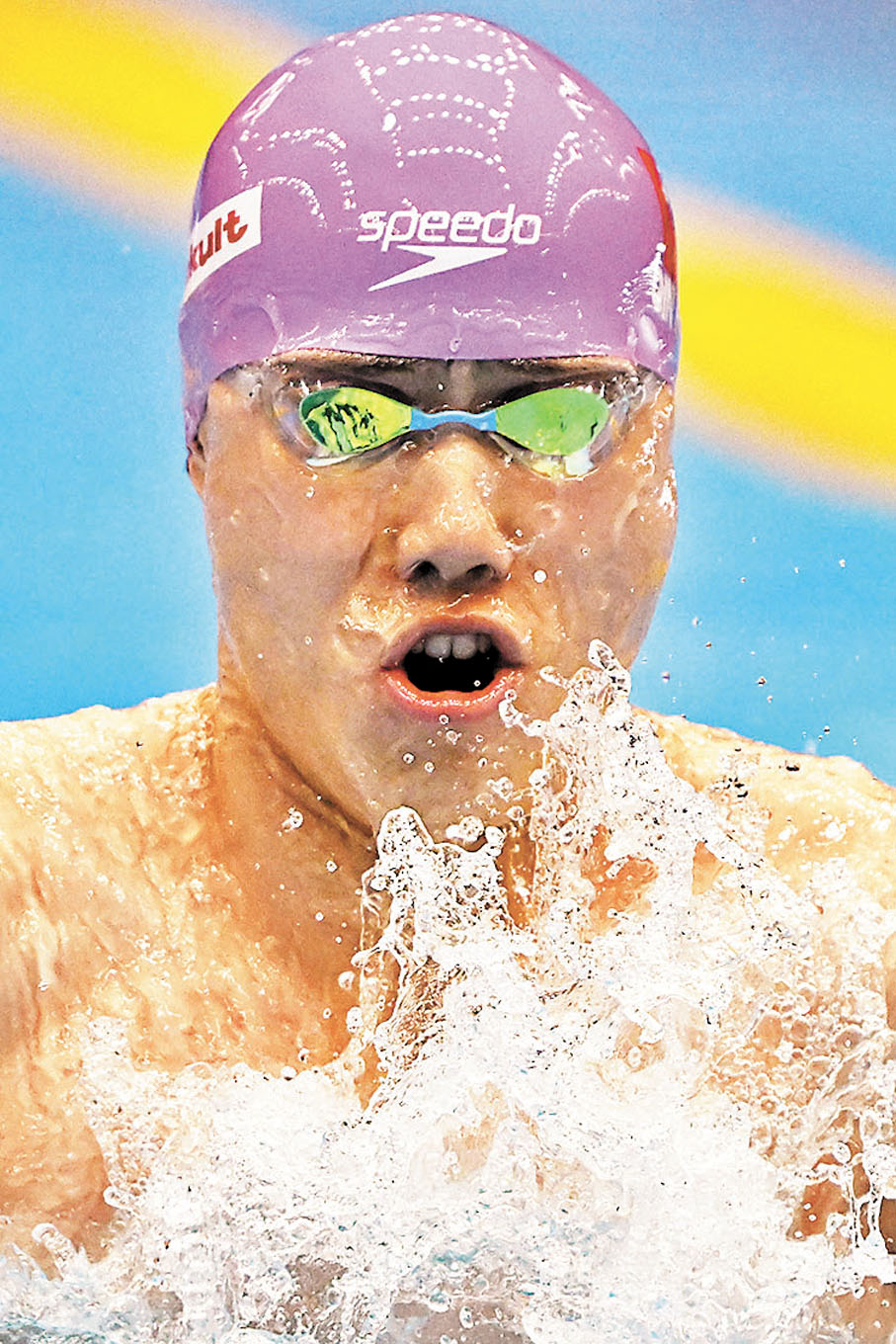 ◆覃海洋在男子100米蛙泳預賽游出58秒26的成績。 法新社