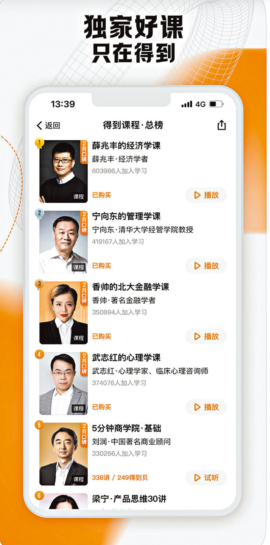 ◆「得到」APP的官方介紹是，旨在為用戶提供「省時間的高效知識服務」。