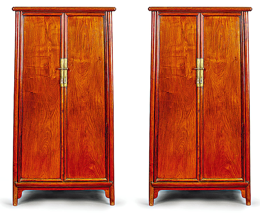 ◆明末清初黃花梨圓角櫃一對