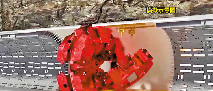 ◆兩台盾構機分別從寧波和舟山方向向海底掘進（模擬示意圖），5層樓高的兩台盾構機海中對接時，精度要求誤差不超過2厘米。網上圖片
