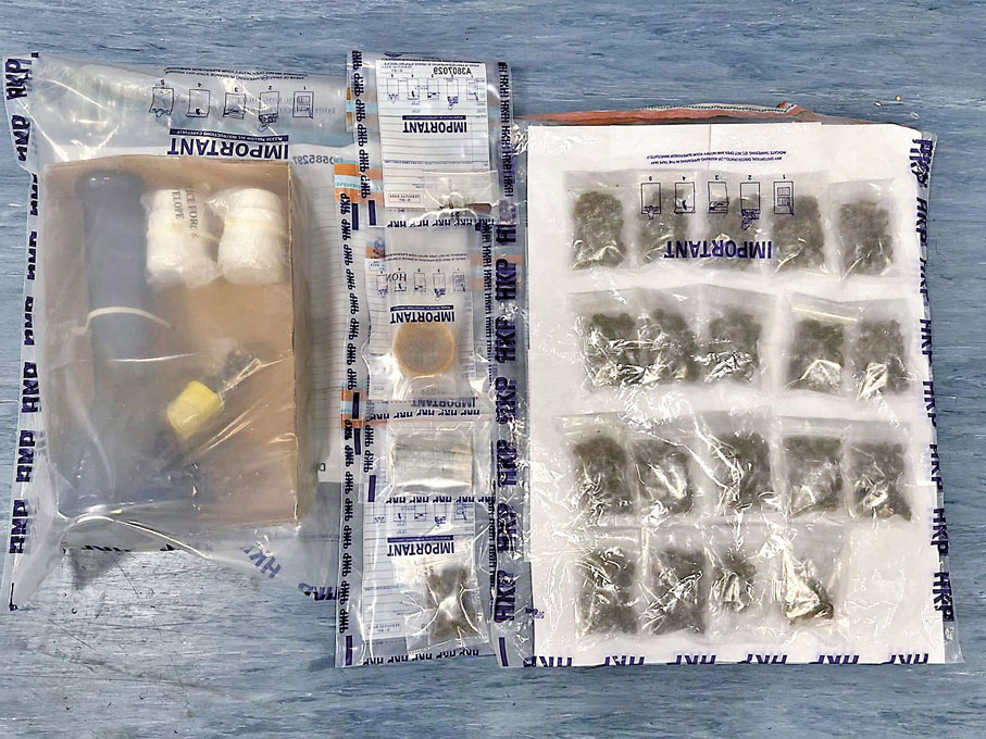 ◆警方檢獲的大麻及包裝工具。警方圖片