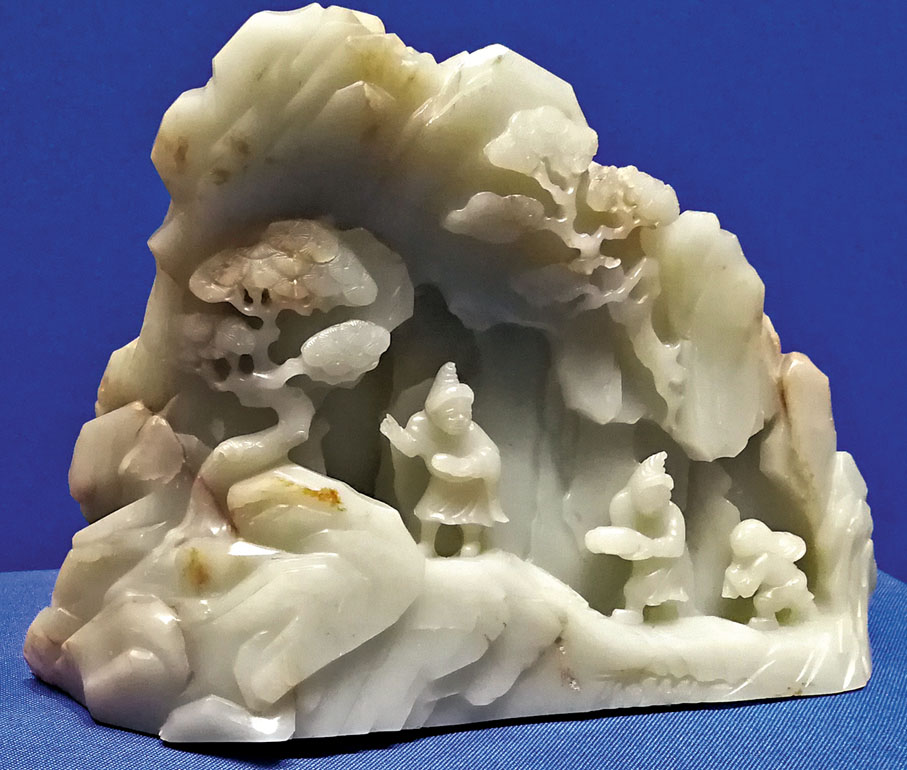 ◆乾隆御題青玉採玉圖山子