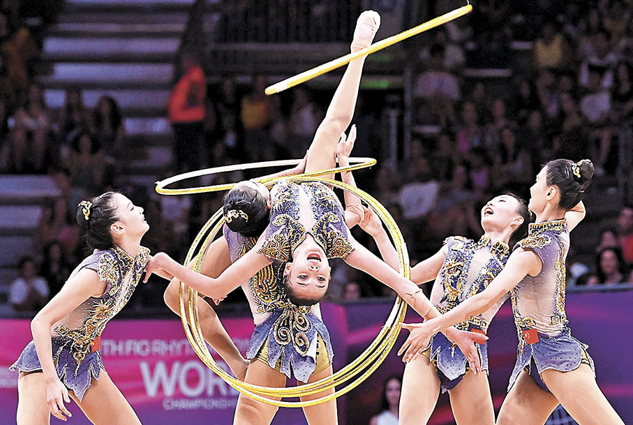 ◆中國隊在5圈項目中以36.900分名列第三。 法新社