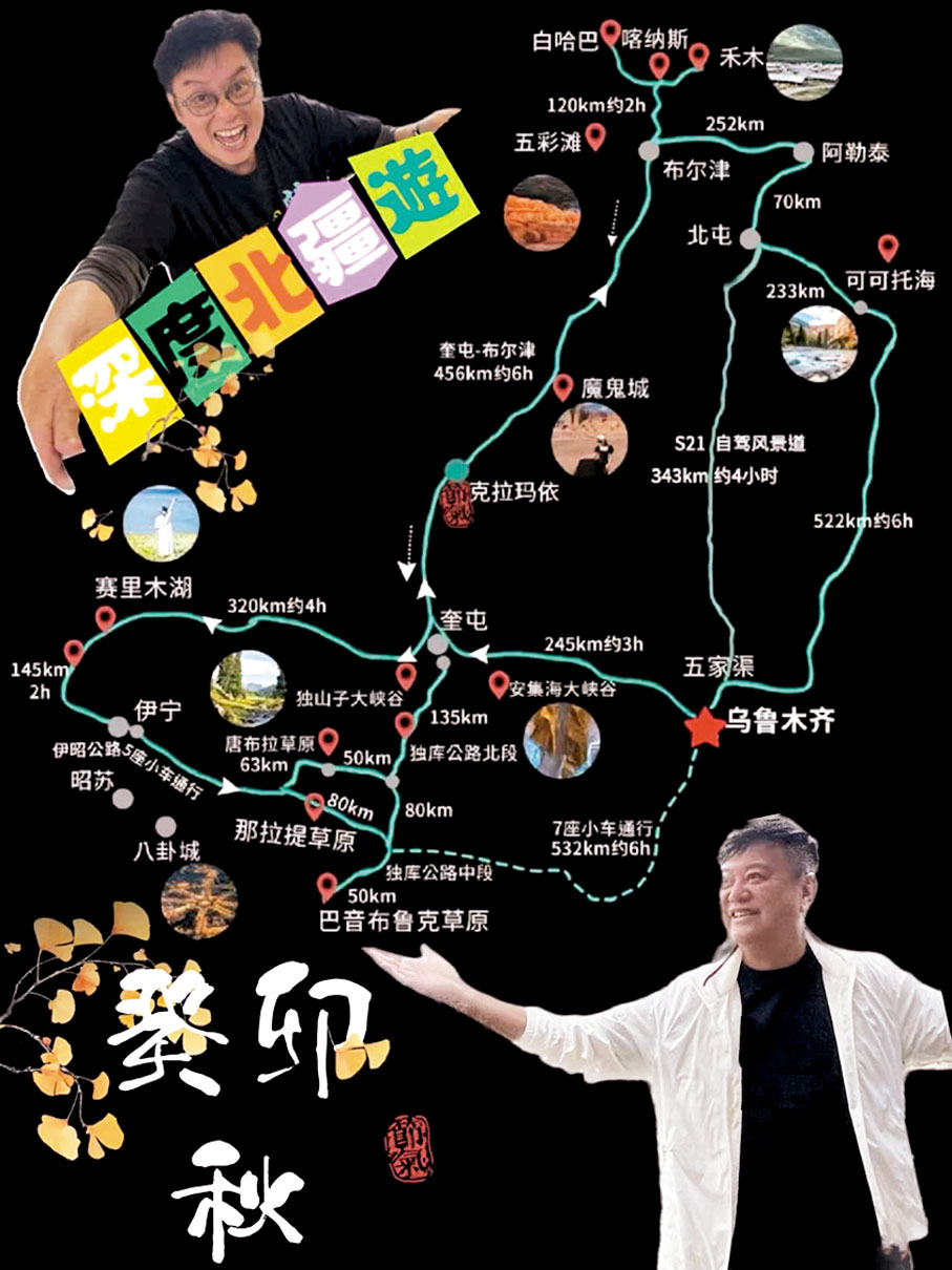 ◆叻哥與譚詠麟北疆深度遊路線。