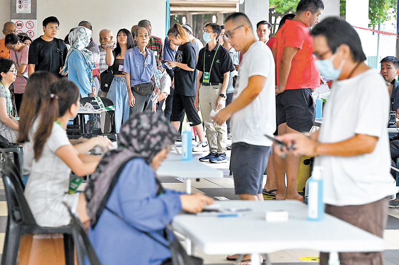 ◆ 新加坡選民踴躍投票。 法新社