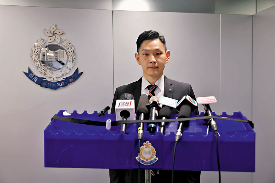 ◆警方昨日講述「捍衛者」及「絡靖」全港性反毒品行動成果。 香港文匯報記者劉友光  攝