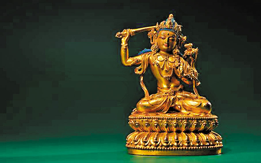 ◆銅鎏金文殊菩薩像