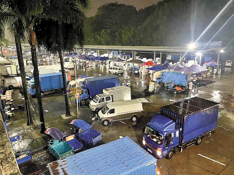 ◆深圳海吉星農批市場地勢比較高，排水設施維護很好，市場正常運營。 香港文匯報深圳傳真