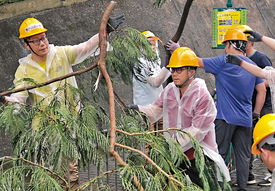 ◆在觀塘民政專員林兆康帶領下，黃春平、柯創盛等及一眾議員幹事，在觀塘區內主要道路上清路障、除隱患、便民生。
