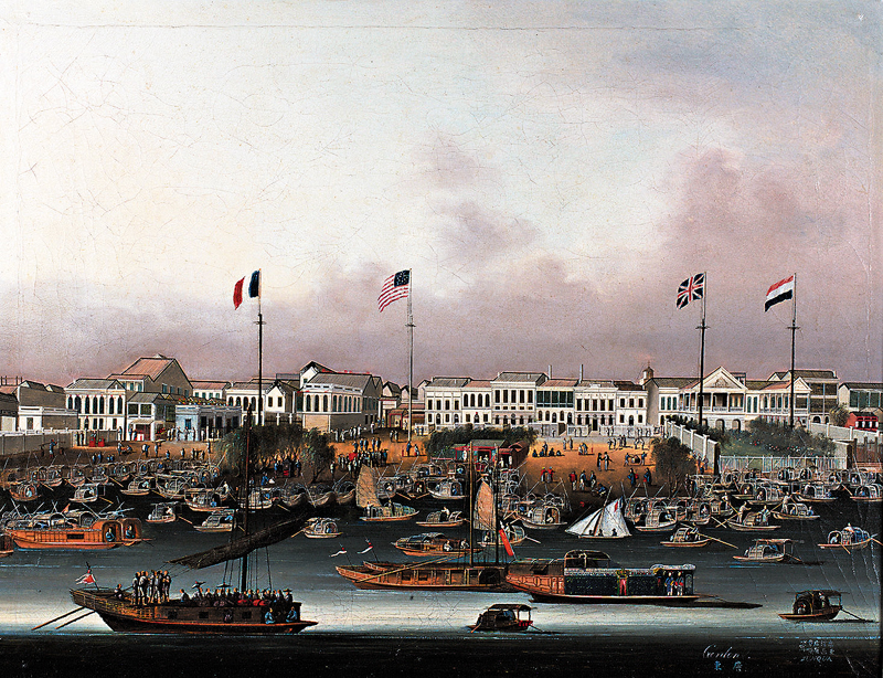 ◆油畫作品《廣州十三行商館》（約1832-1835） 主辦方供圖