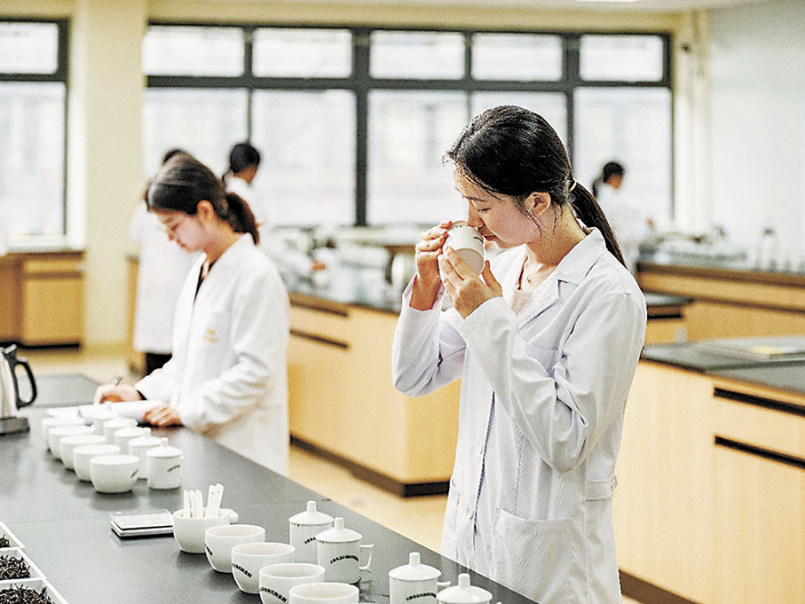 ◆CHALI自建茶學實驗室，茶學青年專家做指導。 香港文匯報廣州傳真