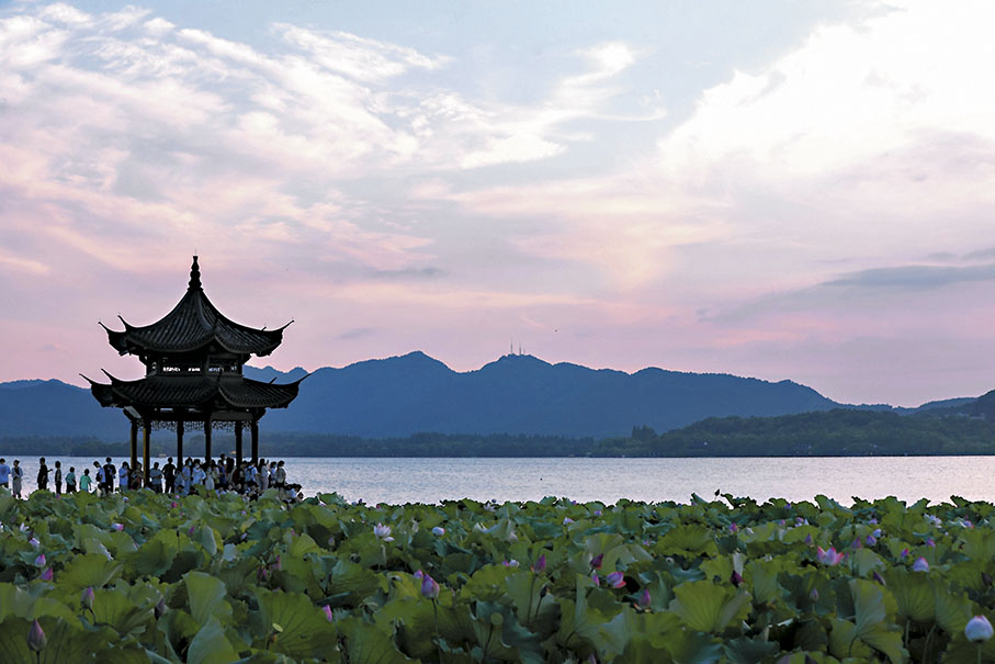 ◆荷花盛放的西湖美景  連慜鈺  攝