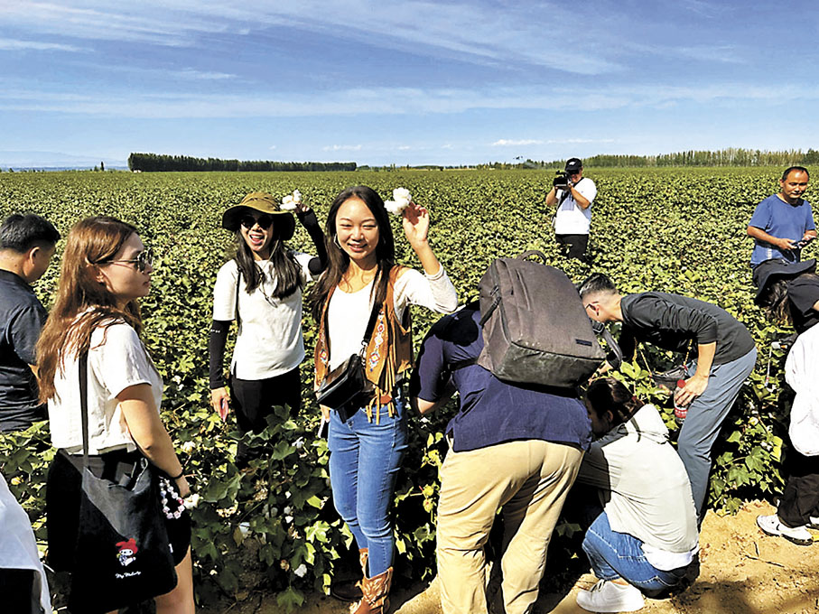 ◆同學們第一次到棉花田，興奮不已。 點新聞圖片