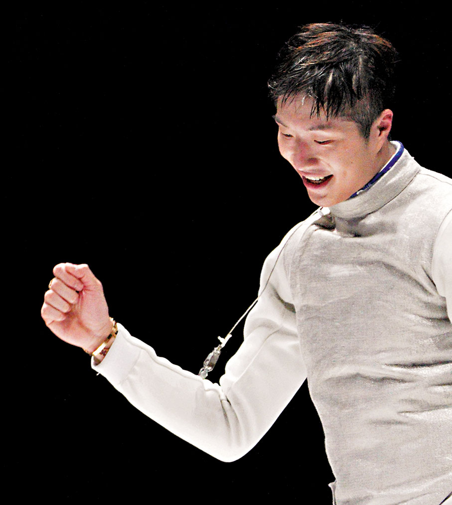 ◆張家朗奪冠後難掩興奮。大公文匯全媒體記者麥鈞傑  攝