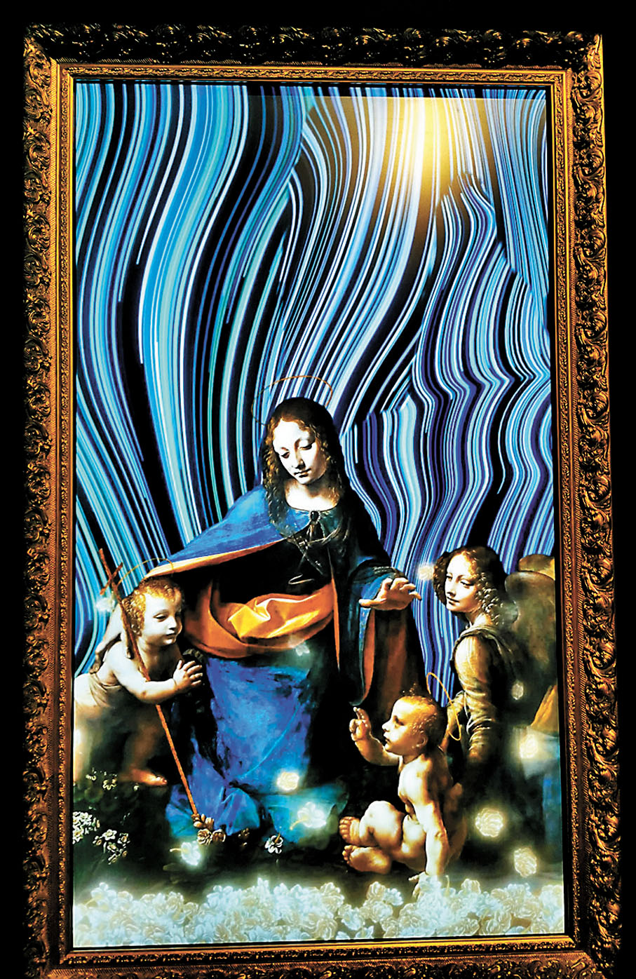 ◆通過數碼藝術科技在油畫上加上有趣的特效圖案。