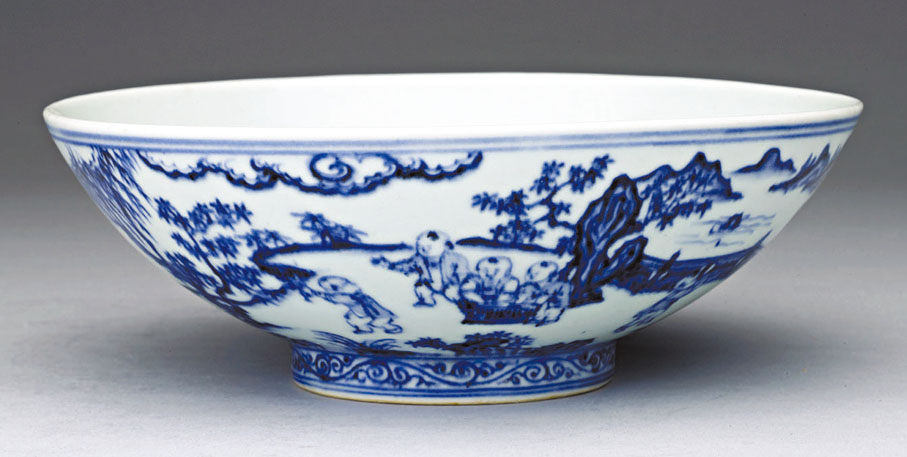 ◆明宣德青花嬰戲圖碗（圖片來源：台北故宮博物院）