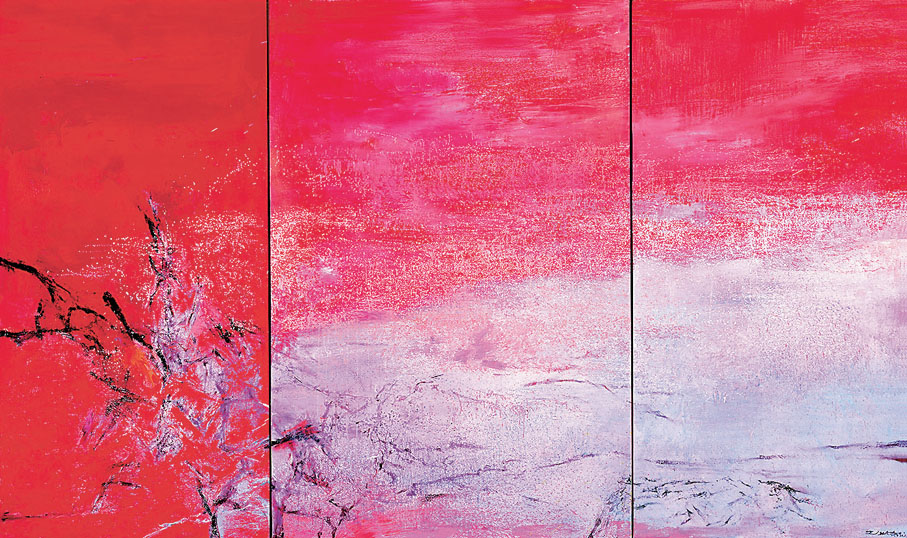 ◆《向弗朗索瓦茲致敬-23.10.2003 三聯畫》，布面油畫，私人收藏，2003，195x324cm