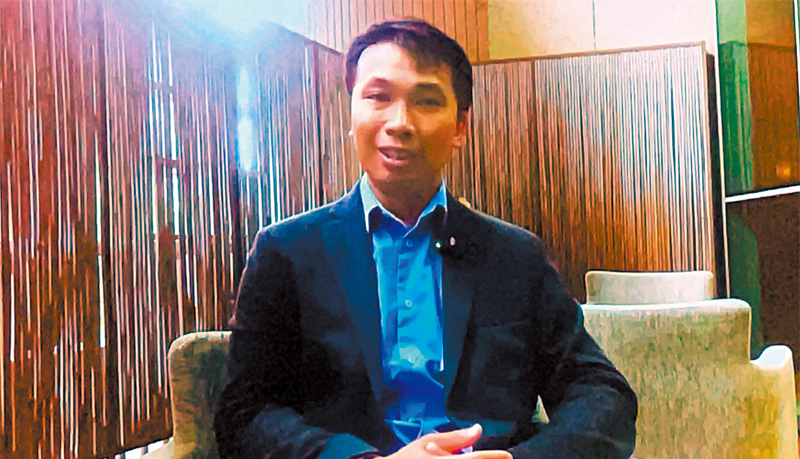 ◆張偉賢錄製視頻致辭。香港文匯報記者張弦 攝