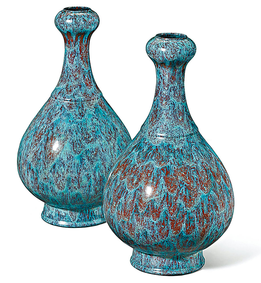 陶磁器 青花花卉紋 蒜頭瓶 大清雍正年製 染付 置物擺件 古