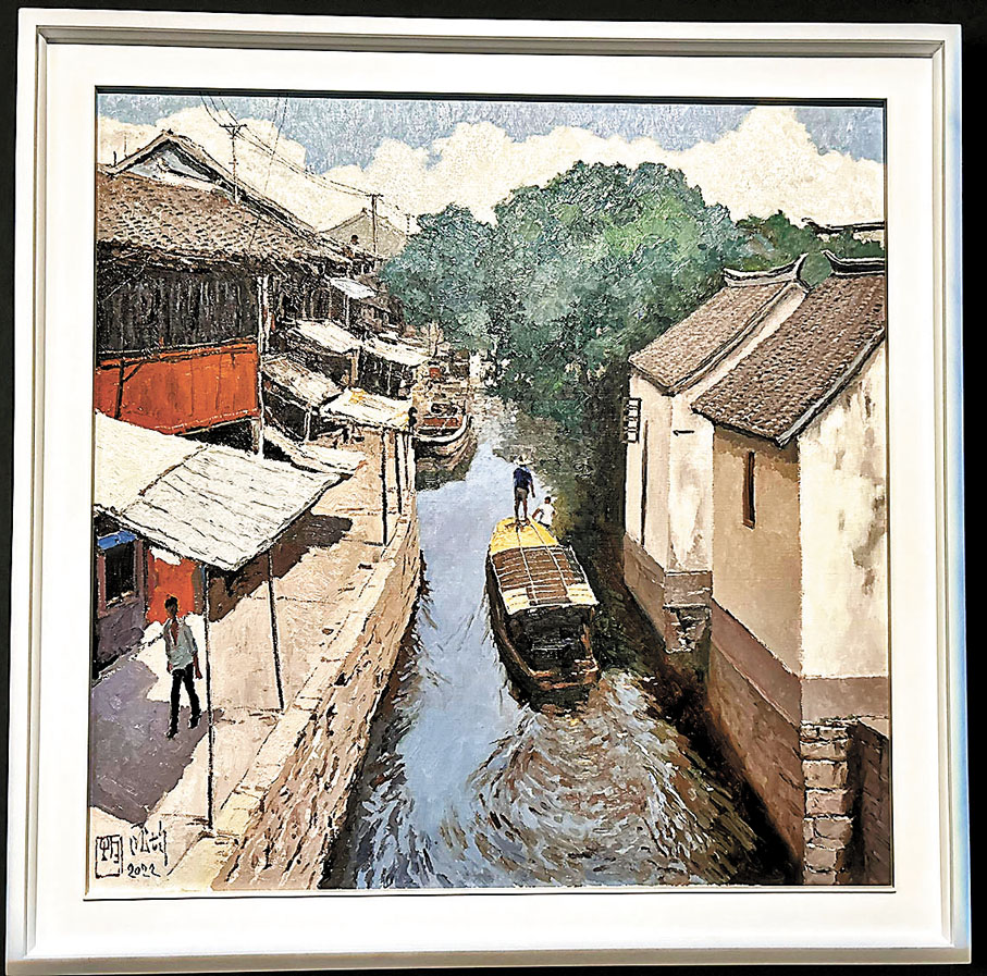 ◆龎均近年的灰調子風景畫《念故鄉》。
