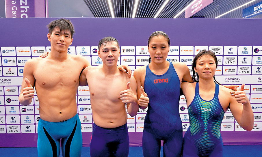 ◆張浚諾、鄧韋樂、陳睿琳和張可盈合力取得銀牌。 中國香港殘奧會圖片