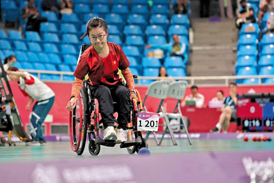 ◆楊曉林在比賽中。  中國香港殘奧會圖片