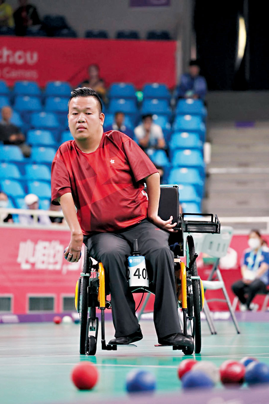◆梁育榮在比賽中。 中國香港殘奧會圖片