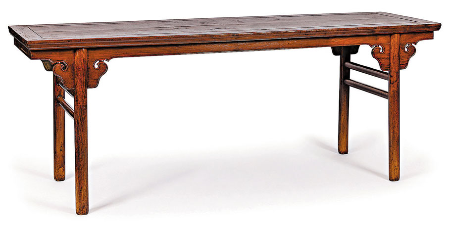 ◆明末清初黃花梨捲雲紋畫案