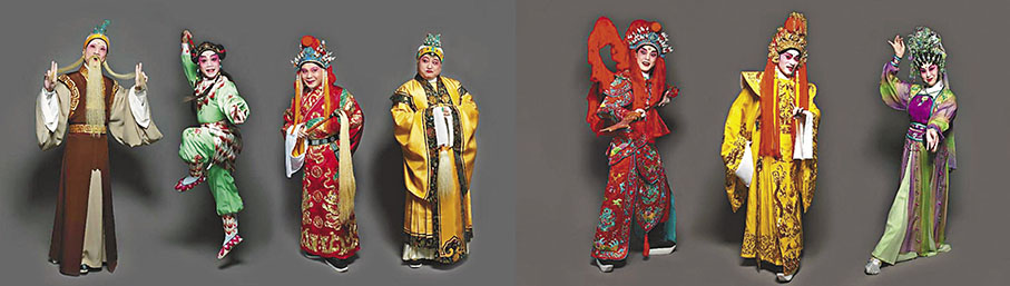 ◆符樹旺、吳立熙、沈栢銓、郭啟煇、黃成彬、譚穎倫及黃寶萱在《神·話》一劇中的造型。