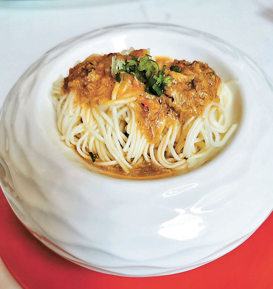 ◆「蟹粉拌淮山麵」