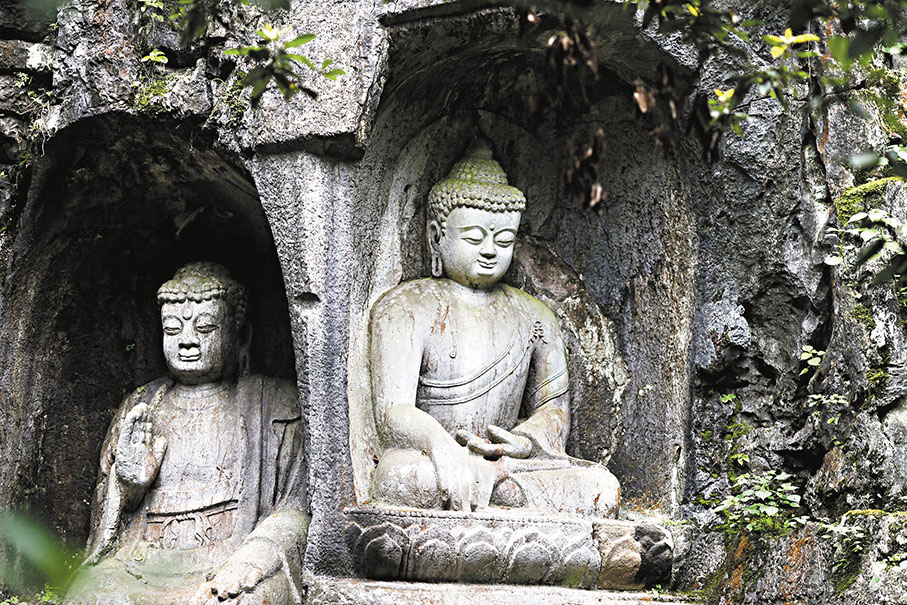 ◆ 杭州靈隱寺佛像石刻。 作者供圖