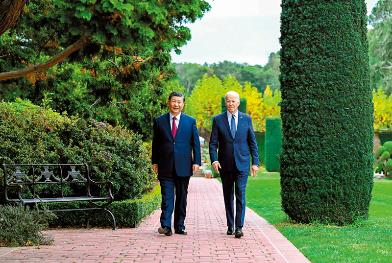 ◆當地時間11月15日，國家主席習近平同美國總統拜登在斐洛里莊園舉行中美元首會晤。新華社