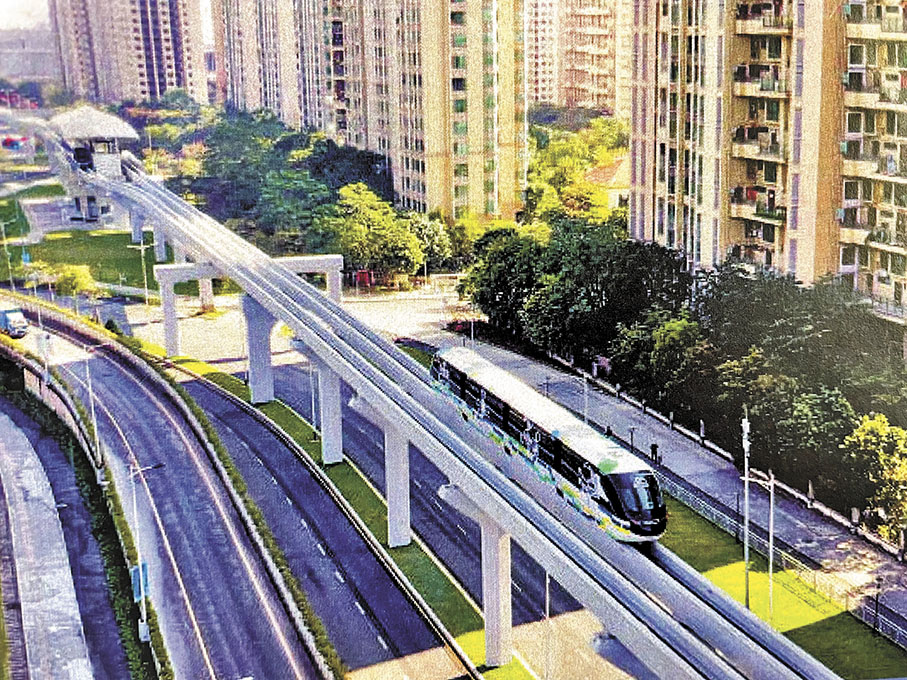 ◆新一份施政報告提出，政府將在東九龍建造智慧綠色集體運輸系統。圖為深圳「雲巴」系統。 資料圖片