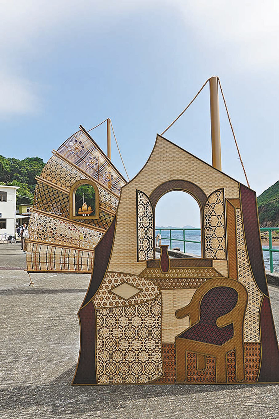 ◆林嘉裕作品《帆》為竹編而成。