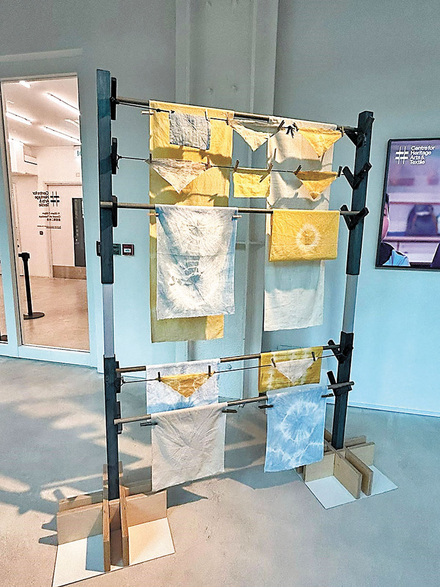 ◆郝立仁利用廚餘及學生種植的天然材料製作自然染料染製紡織品。