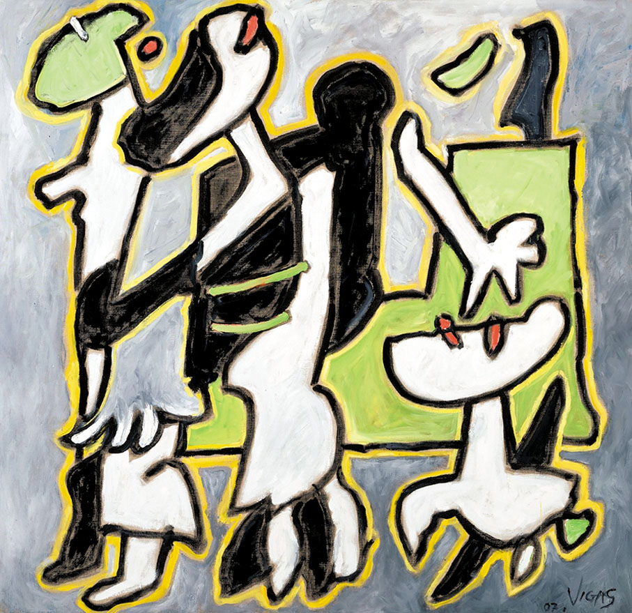 ◆《吉祥物伴遊》，2007年，油彩布本