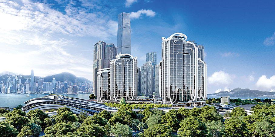 ◆高鐵西九龍總站發展項目坐落香港唯一高鐵站的上蓋，毗鄰機場快線並連接另外三條港鐵路線，聯通內地主要城市和世界各地。