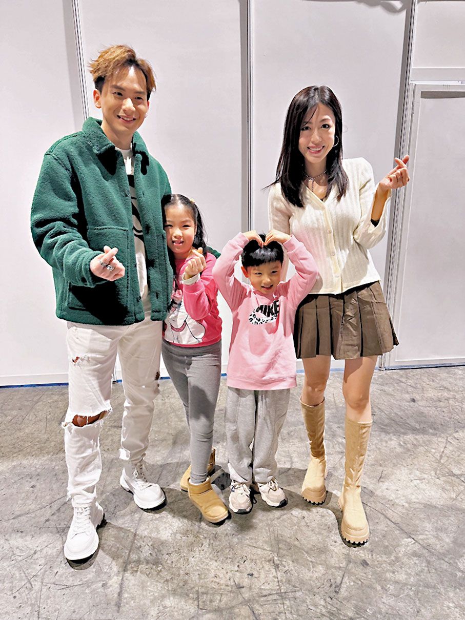 ◆周吉佩一家四口齊派心。