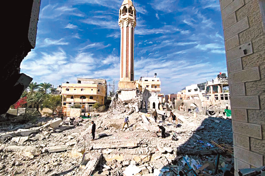 ◆損毀的奧馬里清真寺是加沙最古老、最大的清真寺之一。 資料圖片