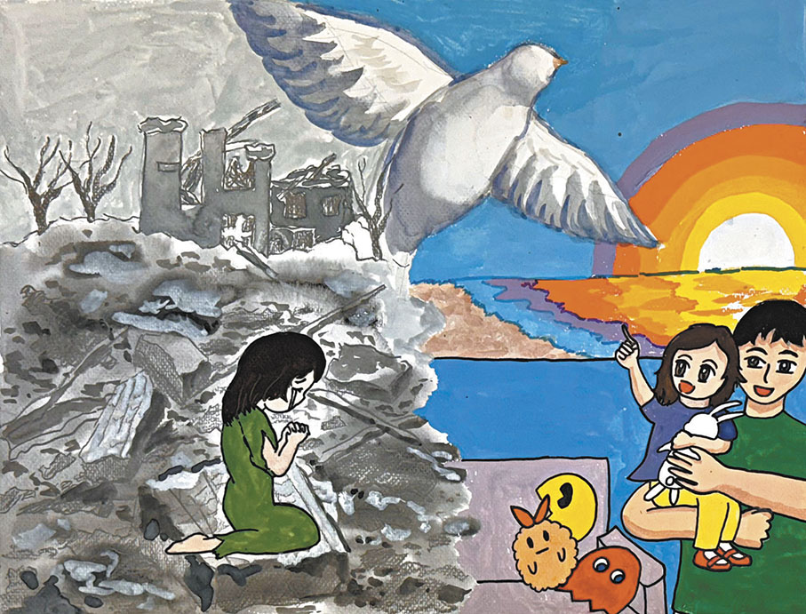 ◆林千瑜畫出小女孩戰前戰後生活的顛覆。