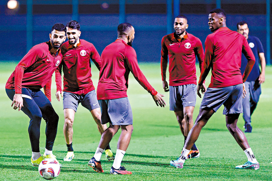 ◆卡塔爾球員積極備戰。  法新社