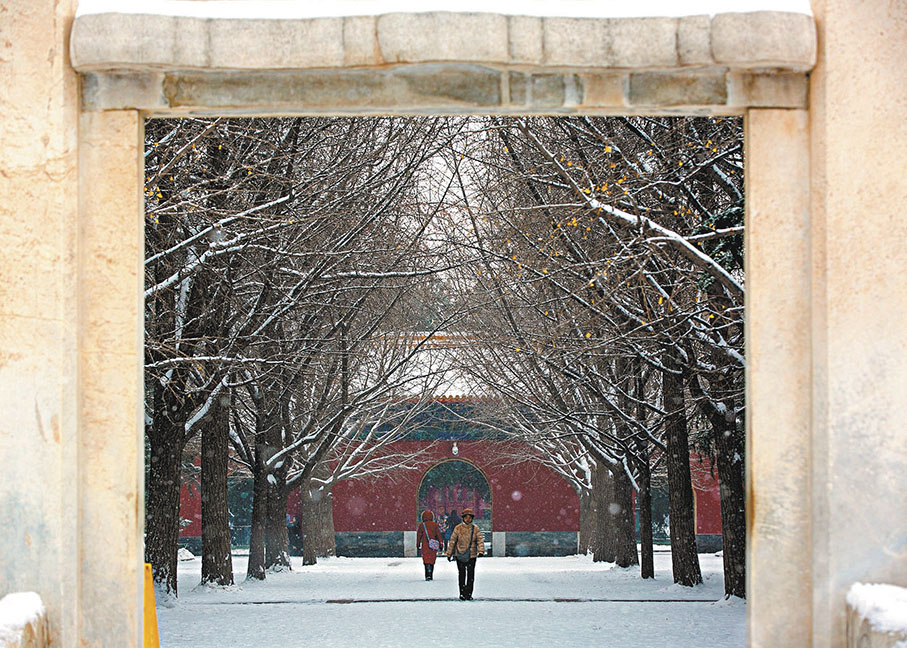 ◆雪中的中山公園像一幅畫。