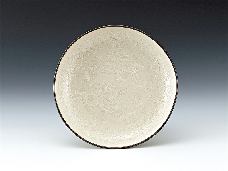 ◆上海博物館藏 金代定窯白釉印花雲龍紋盤