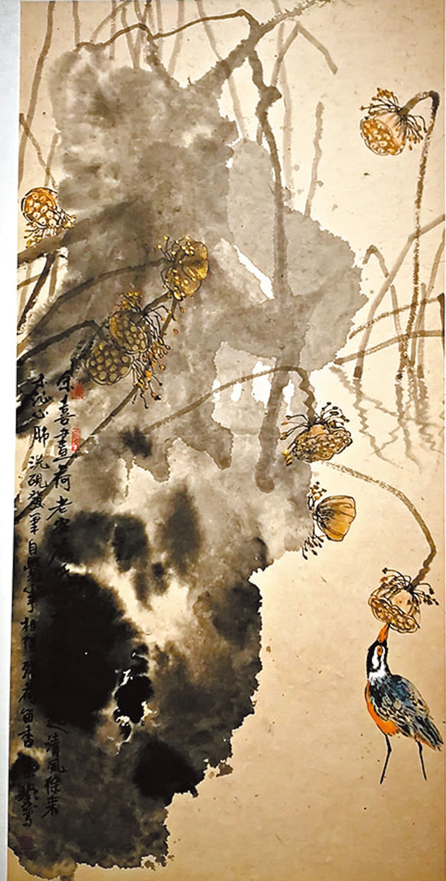 ◆桑皮紙繪畫《荷塘留香》